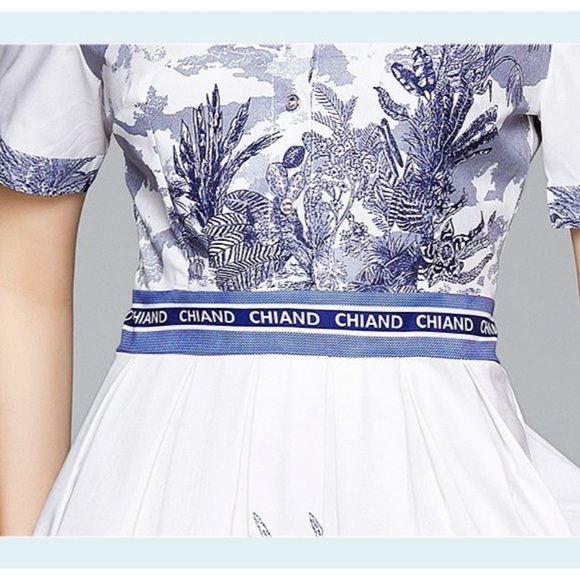 Summer Runway Designer Dress Women Elegant Floral Print Midi Dress - Picture 4 of 15